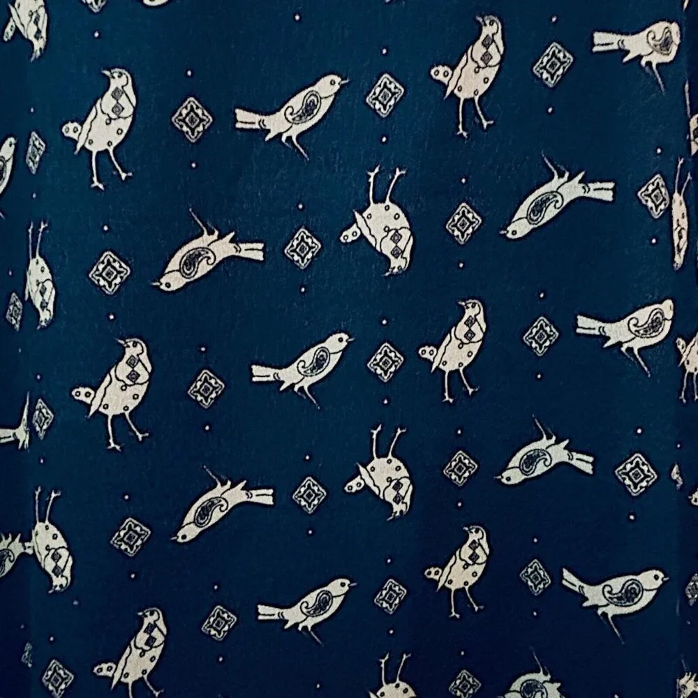 LILY ROSE Womens Shirt Dress Size Medium Bird Navy Blue Preppy Casual Shift Mini - Picture 15 of 16